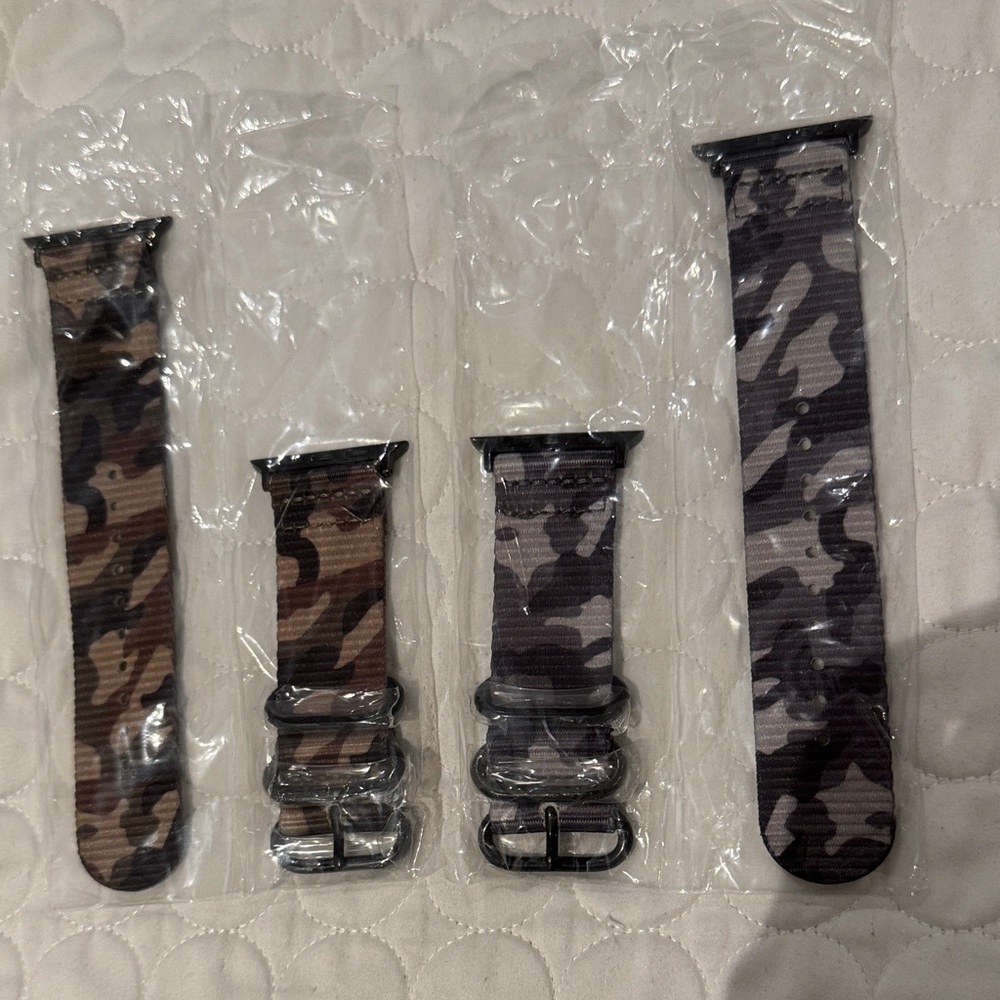 Camouflage iWatch 42mm 44mm Ultra Band Set bundle of 2 one brown one gray apple
